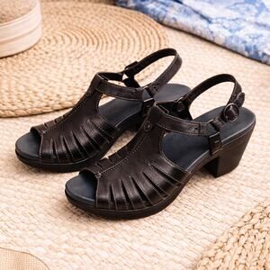 NWOT DANSKO Randa Dress Sandals Womens 41 US 10.5-11 Black Leather Comfort Shoes